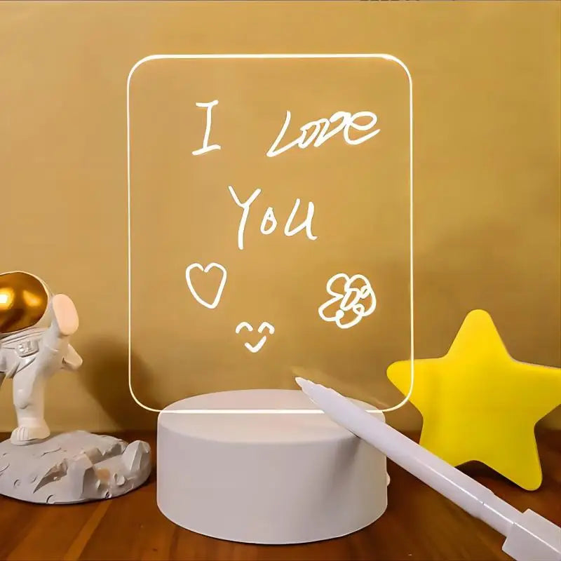 LED Acrylic Message Board Lamp – Erasable & Reusable Night Light