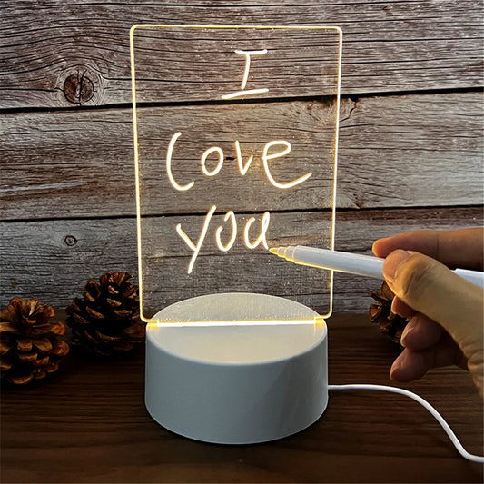 LED Acrylic Message Board Lamp – Erasable & Reusable Night Light