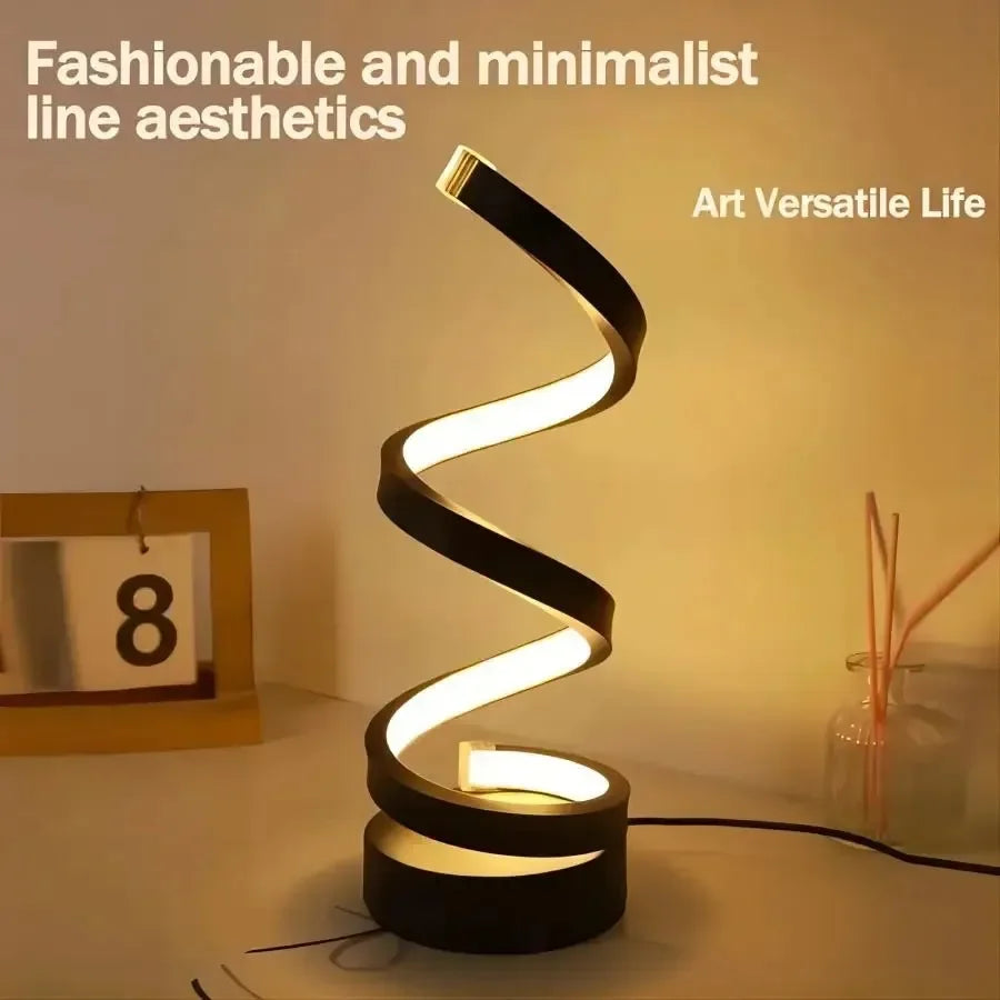 Modern Spiral LED Table Lamp – Dimmable Nightstand & Desk Light for Bedroom, Living Room, and Office
