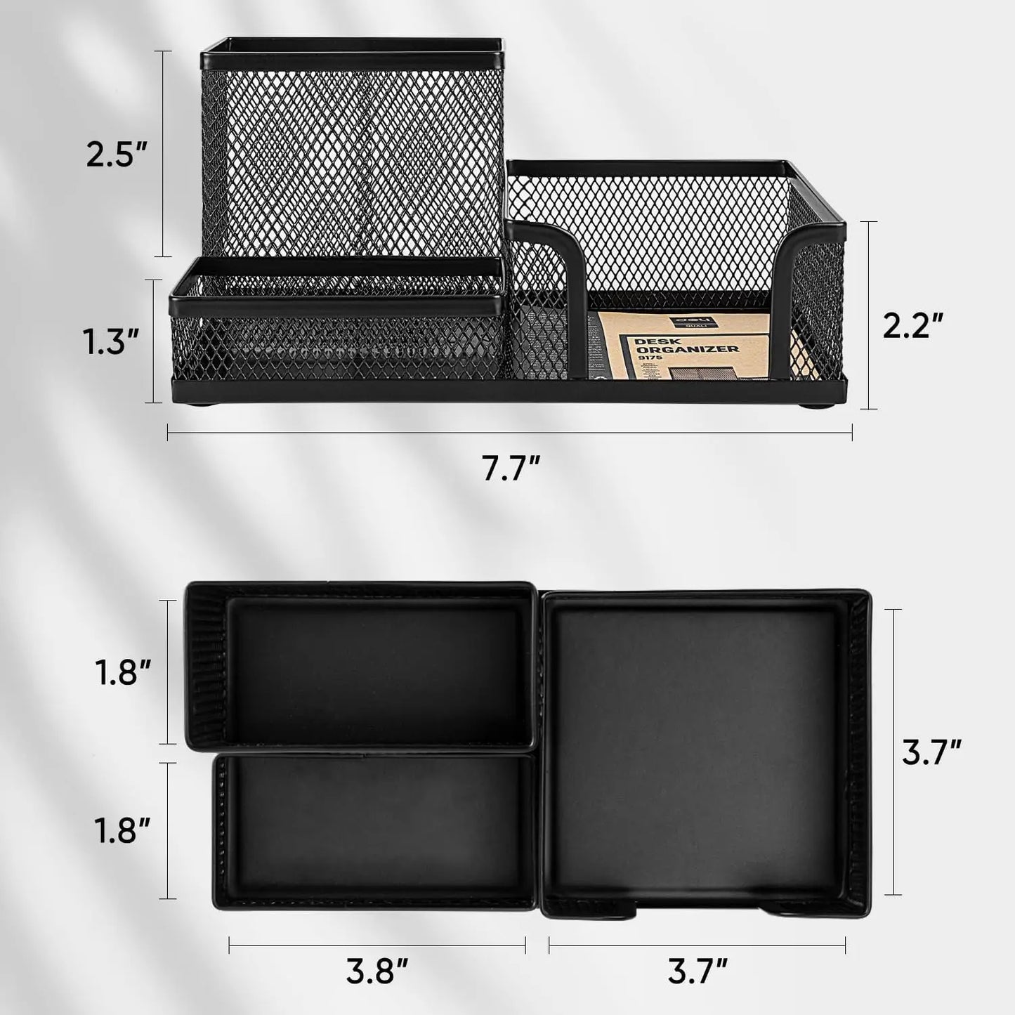 Metal Mesh Desk Organizer – Office Supplies Caddy with Pencil Holder & Storage Compartments