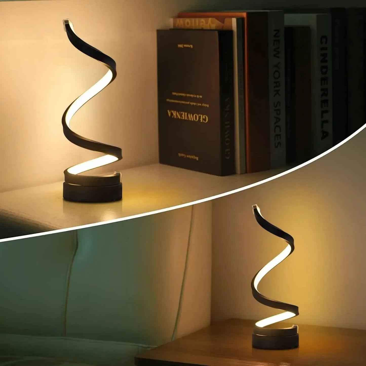 Modern Spiral LED Table Lamp – Dimmable Nightstand & Desk Light for Bedroom, Living Room, and Office