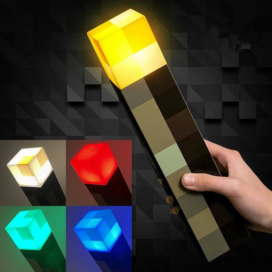 MC Game Torch Lamp Figure 4Colors LED Light Decorative Lamp USB Charging