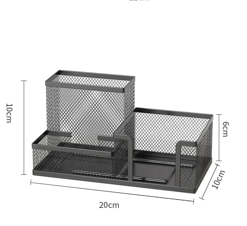 Metal Mesh Desk Organizer – Office Supplies Caddy with Pencil Holder & Storage Compartments