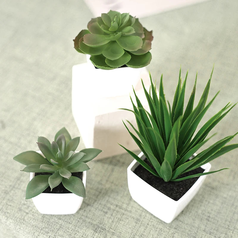 Set of 3 Artificial Succulent Plants – Realistic Mini Potted Greenery for Home, Office & Desktop Decoration