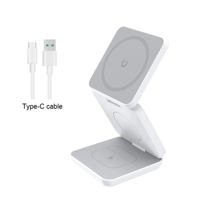 Foldable iPhone Wireless Charger 3 in 1 Magnetic Charging Station for iPhone Airpods Apple Watch