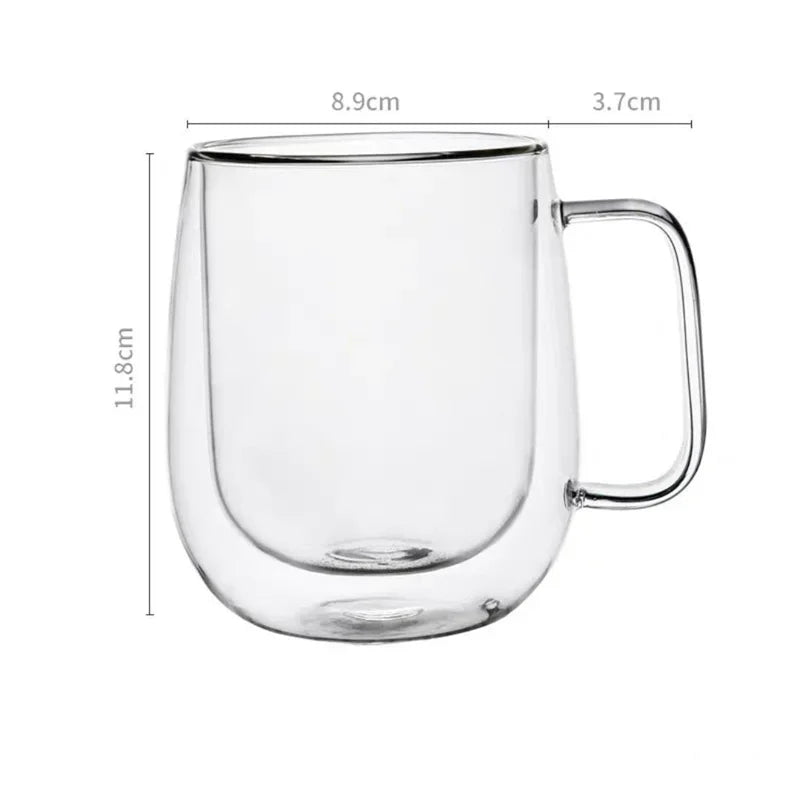 Double Wall Insulated Glass Coffee Mug – Hot & Cold Drinks
