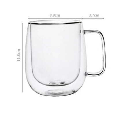 Double Wall Insulated Glass Coffee Mug – Hot & Cold Drinks