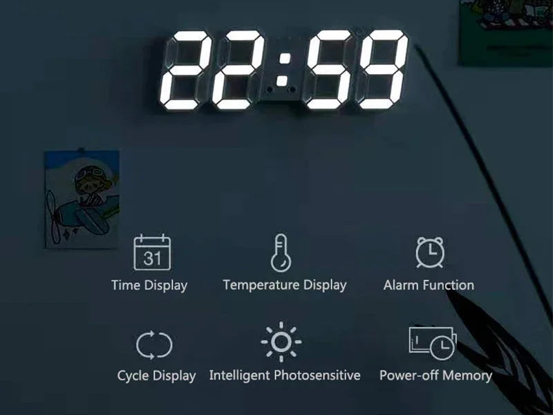 Modern LED Mini Digital Desk Clock with USB Power, Temperature & Date Display, Multiple Alarms, Night Mode – Wall or Desktop