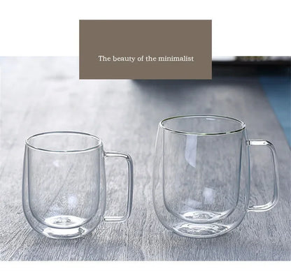 Double Wall Insulated Glass Coffee Mug – Hot & Cold Drinks