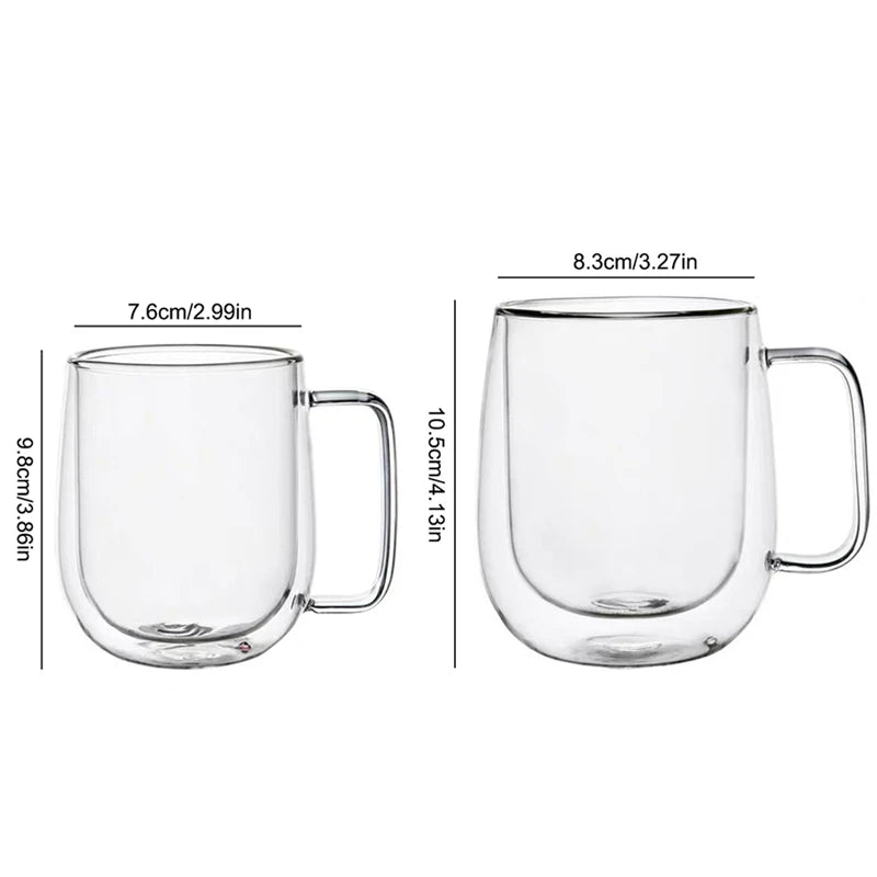 Double Wall Insulated Glass Coffee Mug – Hot & Cold Drinks