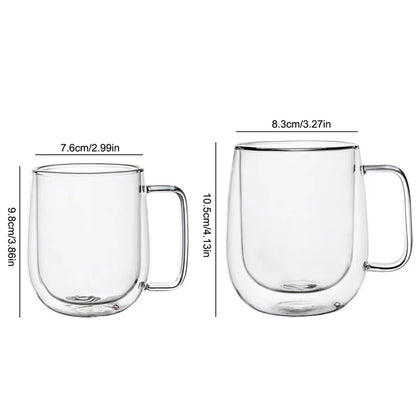 Double Wall Insulated Glass Coffee Mug – Hot & Cold Drinks