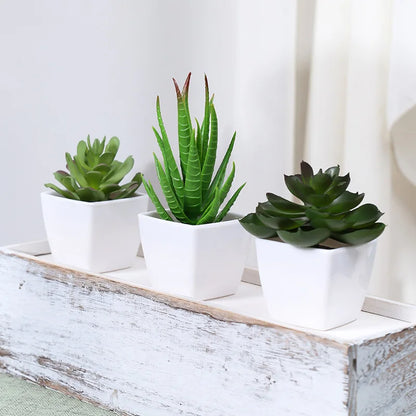 Set of 3 Artificial Succulent Plants – Realistic Mini Potted Greenery for Home, Office & Desktop Decoration