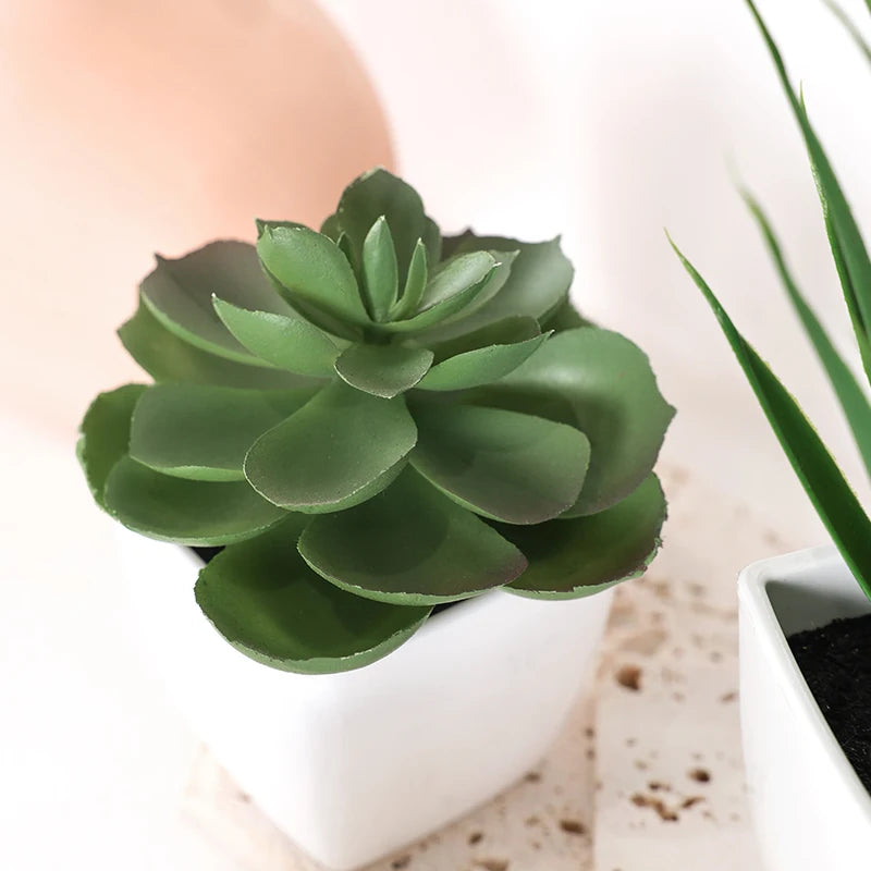 Set of 3 Artificial Succulent Plants – Realistic Mini Potted Greenery for Home, Office & Desktop Decoration