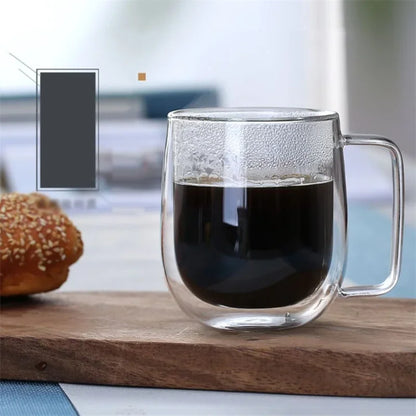 Double Wall Insulated Glass Coffee Mug – Hot & Cold Drinks