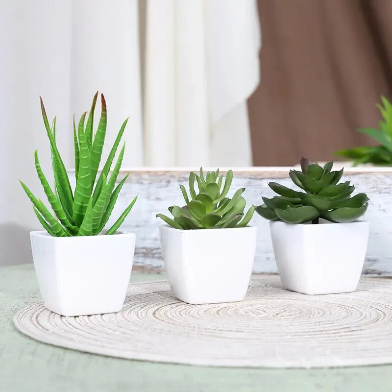 Set of 3 Artificial Succulent Plants – Realistic Mini Potted Greenery for Home, Office & Desktop Decoration