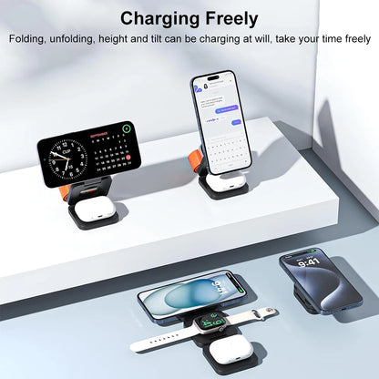 Foldable iPhone Wireless Charger 3 in 1 Magnetic Charging Station for iPhone Airpods Apple Watch