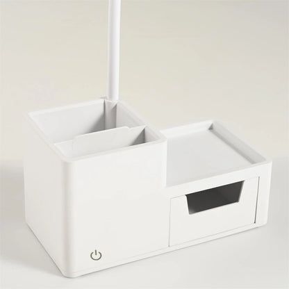 Foldable Touch LED Desk Lamp - 3 Levels Dimmable, USB Rechargeable, Eye-Care Light Phone holder & Organizer