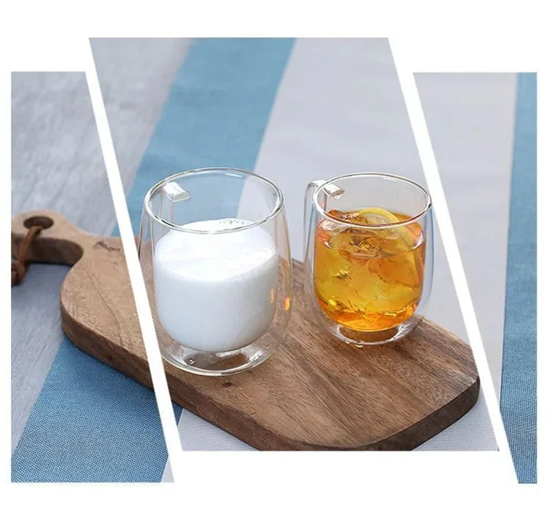 Double Wall Insulated Glass Coffee Mug – Hot & Cold Drinks