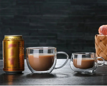Double Wall Insulated Glass Coffee Mug – Hot & Cold Drinks