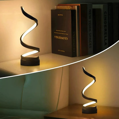 Modern Spiral LED Table Lamp – Dimmable Nightstand & Desk Light for Bedroom, Living Room, and Office