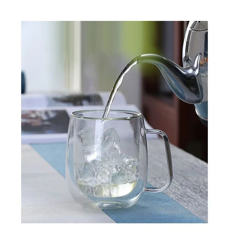 Double Wall Insulated Glass Coffee Mug – Hot & Cold Drinks
