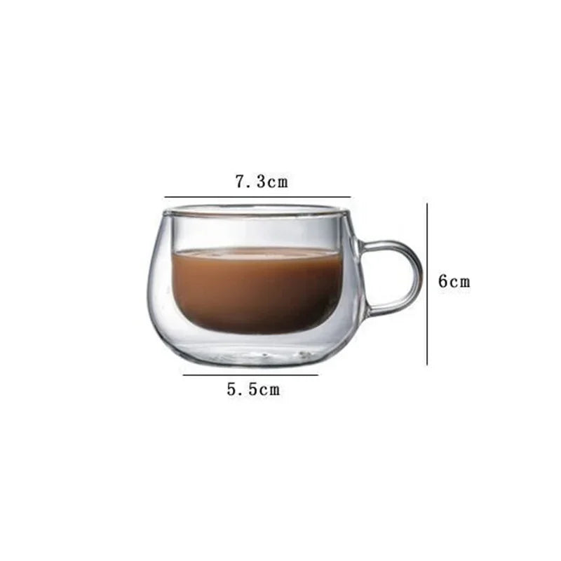 Double Wall Insulated Glass Coffee Mug – Hot & Cold Drinks