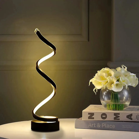 Modern Spiral LED Table Lamp – Dimmable Nightstand & Desk Light for Bedroom, Living Room, and Office