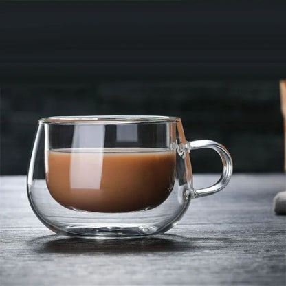 Double Wall Insulated Glass Coffee Mug – Hot & Cold Drinks