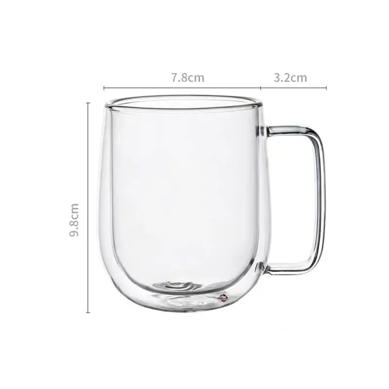 Double Wall Insulated Glass Coffee Mug – Hot & Cold Drinks