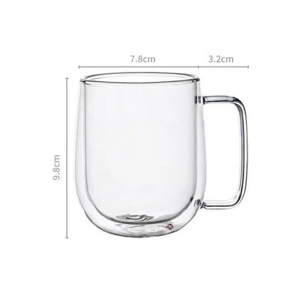 Double Wall Insulated Glass Coffee Mug – Hot & Cold Drinks