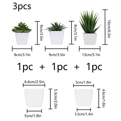 Set of 3 Artificial Succulent Plants – Realistic Mini Potted Greenery for Home, Office & Desktop Decoration