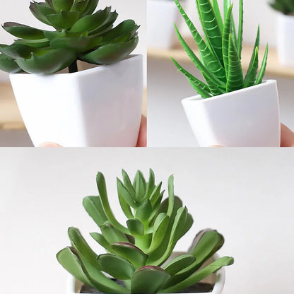 Set of 3 Artificial Succulent Plants – Realistic Mini Potted Greenery for Home, Office & Desktop Decoration