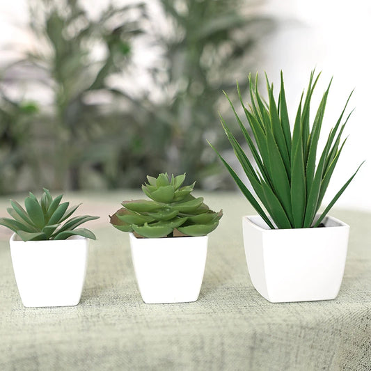 Set of 3 Artificial Succulent Plants – Realistic Mini Potted Greenery for Home, Office & Desktop Decoration