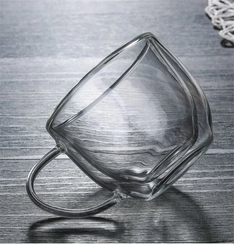 Double Wall Insulated Glass Coffee Mug – Hot & Cold Drinks