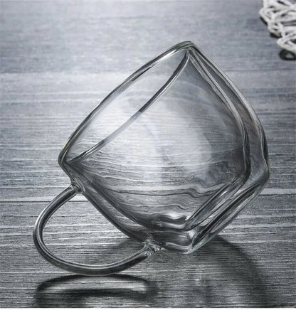 Double Wall Insulated Glass Coffee Mug – Hot & Cold Drinks